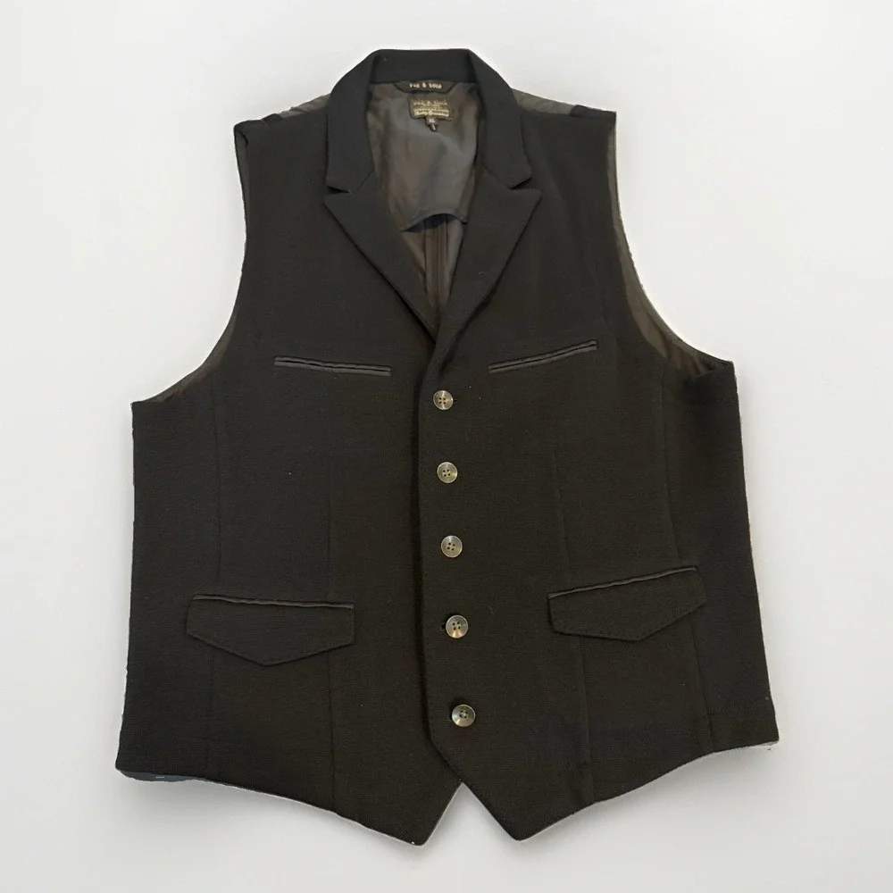 Rag & Bone Gray Black Wool Vest Suit Separates Mens Size XL